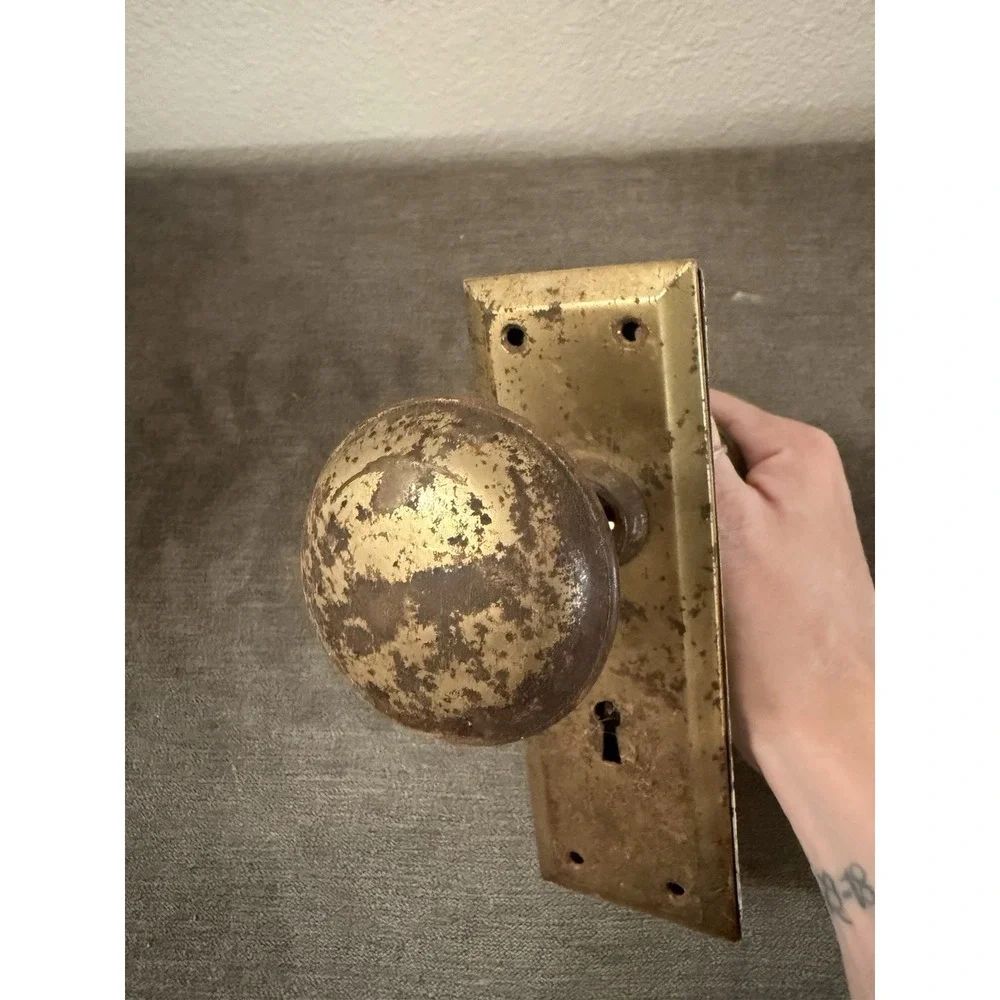 Antique Door Knobs Set Brass ? Handles Plates Door Hardware